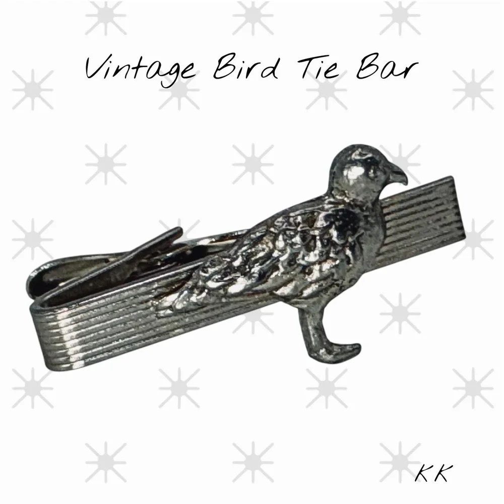 Vintage Silver Tone Bird Tie Bar Clip for Men MCM Jewelry‎ Mid Century